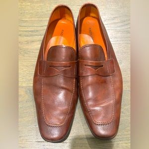 Magnanni brown leather loafer shoes